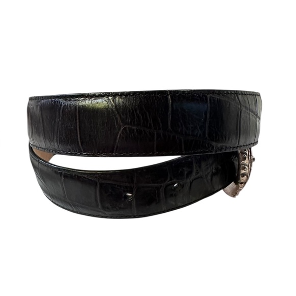 Vintage BRIGHTON Black Genuine Leather Belt For Women\'s Size 30 M main image 3